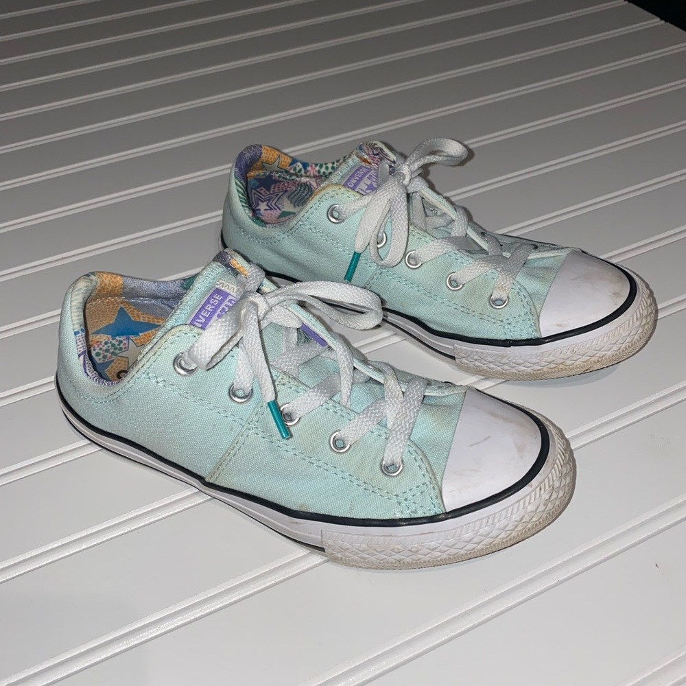 Converse All Star Mint Green Girls Size 3 Sneakers Shoes Laced Padded Tongue